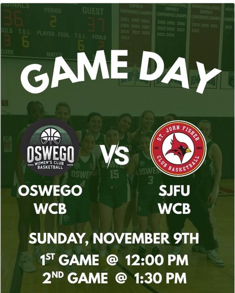 Game day graphic, Oswego vs SJFU